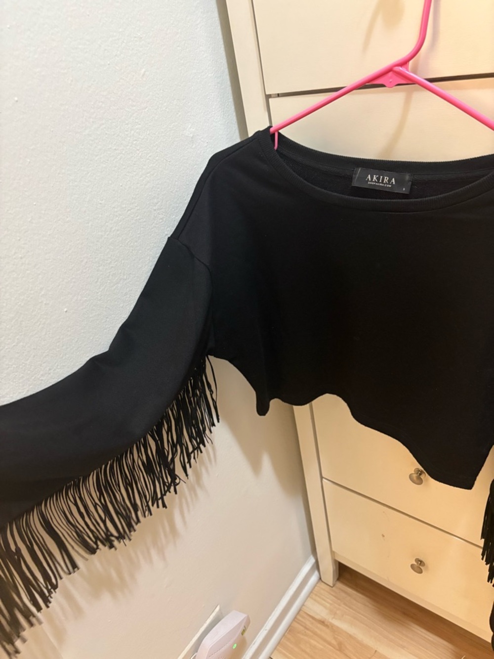 AKIRA Black Fringe Cropped Sweatshirt